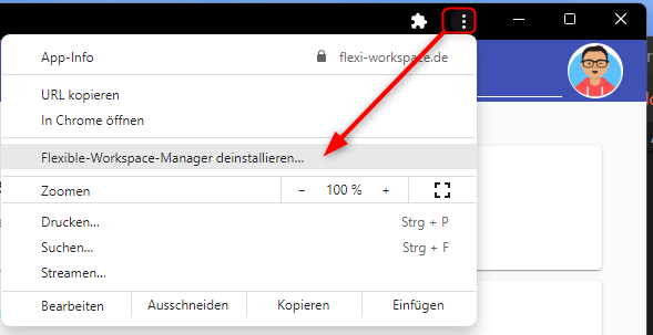 PWA in Chrome deinstallieren