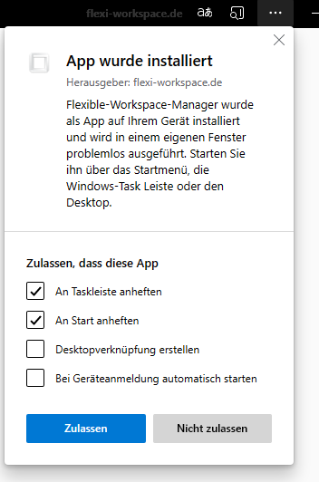 Edge nach der Installation